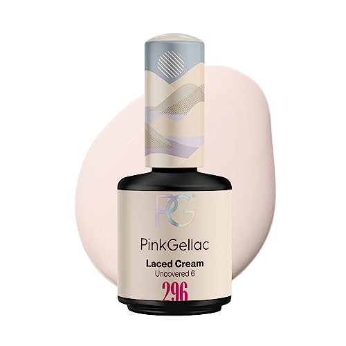 Pink Gellac UV Gel Nagellack - 296 Laced Cream 15 ml - Vegan Gel Lack Weiß - Lang Anhaltender Gellack UV - Einfache Entfernung Shellac Nagellack - Nail Gel Polish - UV Nagellack Made in Holland von Pink Gellac