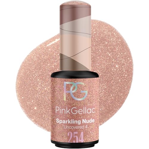 Pink Gellac Gel Nagellack UV - 254 Sparkling Nude 8 ml - Gelnagellack für UV Lampe - Rosa mit Glitzer - Einfache Anwendung Nail Polish für 14 Tage Salonqualität - Veganer Gellack Made in Holland von Pink Gellac