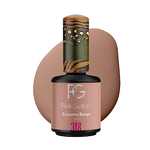 Pink Gellac UV Gel Nagellack - 318 Savanna Beige 15 ml - Shellac Nagellack Beige - Gel Nail Polish - Gelnagellack für UV Lampe - Einfache Anwendung Gel Lack - UV Nagellack Made in Holland von Pink Gellac