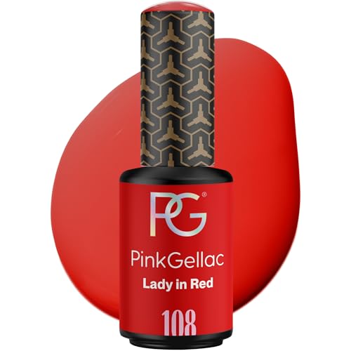 Pink Gellac Gel Nagellack UV - 108 Lady in Red 8 ml - Gelnagellack für UV Lampe - Rot - Einfache Anwendung Nail Polish für 14 Tage Salonqualität - Veganer Gellack Made in Holland von Pink Gellac