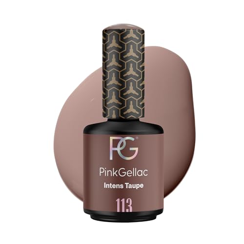 Pink Gellac UV Gel Nagellack - 113 Intense Taupe 15 ml - Shellac Nagellack Taupe - Gel Nail Polish - Gelnagellack für UV Lampe - Einfache Anwendung Gel Lack - UV Nagellack Made in Holland von Pink Gellac