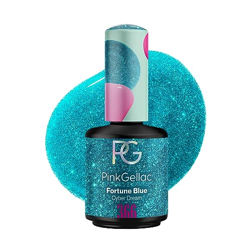 Pink Gellac UV Gel Nagellack - 366 Fortune Blue 15 ml - Gel Lack Blau - Lang Anhaltender Gellack UV - Einfache Entfernung Shellac Nagellack - Nail Gel Polish - UV Nagellack Made in Holland von Pink Gellac