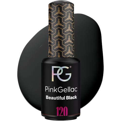 Pink Gellac Gel Nagellack UV - 120 Beautiful Black 8 ml - Gelnagellack für UV Lampe - Schwarz - Einfache Anwendung Nail Polish für 14 Tage Salonqualität - Veganer Gellack Made in Holland von Pink Gellac