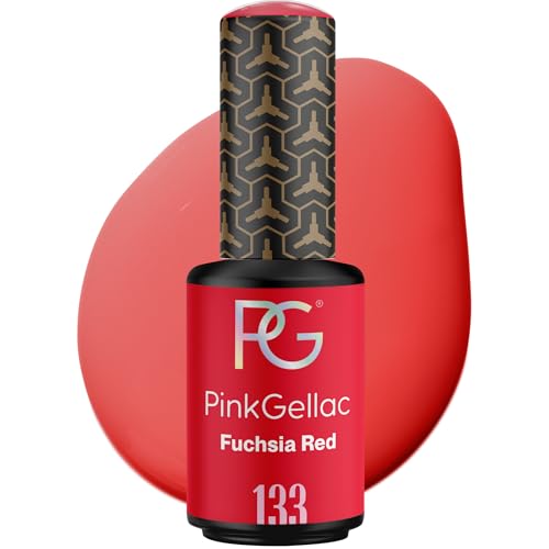 Pink Gellac Gel Nagellack UV - 133 Fuchsia Red 8 ml - Gelnagellack für UV Lampe - Rot - Einfache Anwendung Nail Polish für 14 Tage Salonqualität - Veganer Gellack Made in Holland von Pink Gellac