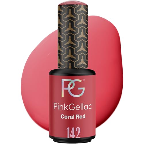 Pink Gellac Gel Nagellack UV - 142 Coral Red 8 ml - Gelnagellack für UV Lampe - Rot - Einfache Anwendung Nail Polish für 14 Tage Salonqualität - Veganer Gellack Made in Holland von Pink Gellac