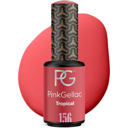 Pink Gellac Gel Nagellack UV - 156 Tropical 8 ml - Gelnagellack für UV Lampe - Rot - Einfache Anwendung Nail Polish für 14 Tage Salonqualität - Veganer Gellack Made in Holland von Pink Gellac