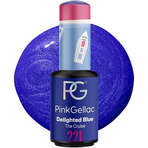 Pink Gellac Gel Nagellack UV - 221 Delighted Blue 8 ml - Gelnagellack für UV Lampe - Blau - Einfache Anwendung Nail Polish für 14 Tage Salonqualität - Veganer Gellack Made in Holland von Pink Gellac