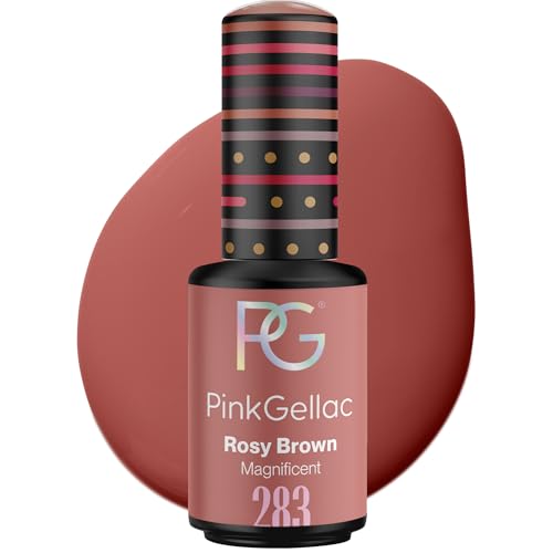 Pink Gellac Gel Nagellack UV - 283 Rosy Brown 8 ml - Gelnagellack für UV Lampe - Braun - Einfache Anwendung Nail Polish für 14 Tage Salonqualität - Veganer Gellack Made in Holland von Pink Gellac