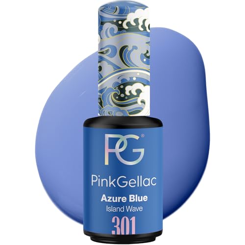 Pink Gellac Gel Nagellack UV - 301 Azure Blue 8 ml - Gelnagellack für UV Lampe - Blau - Einfache Anwendung Nail Polish für 14 Tage Salonqualität - Veganer Gellack Made in Holland von Pink Gellac