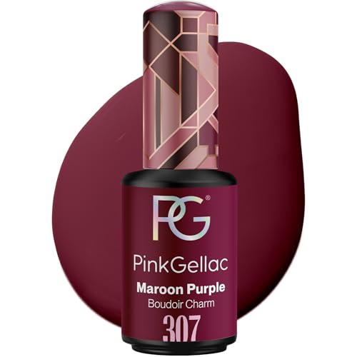 Pink Gellac Gel Nagellack UV - 307 Maroon Purple 8 ml - Gelnagellack für UV Lampe - Lila - Einfache Anwendung Nail Polish für 14 Tage Salonqualität - Veganer Gellack Made in Holland von Pink Gellac