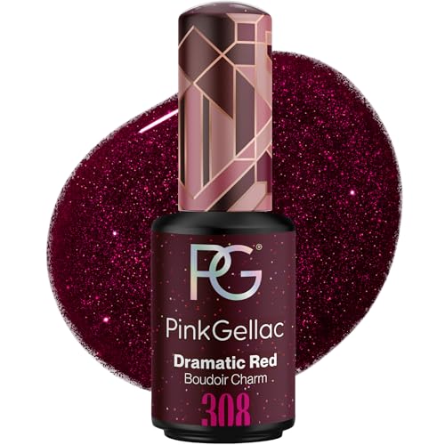 Pink Gellac Gel Nagellack UV - 308 Dramatic Red 8 ml - Gelnagellack für UV Lampe - Rot - Einfache Anwendung Nail Polish für 14 Tage Salonqualität - Veganer Gellack Made in Holland von Pink Gellac