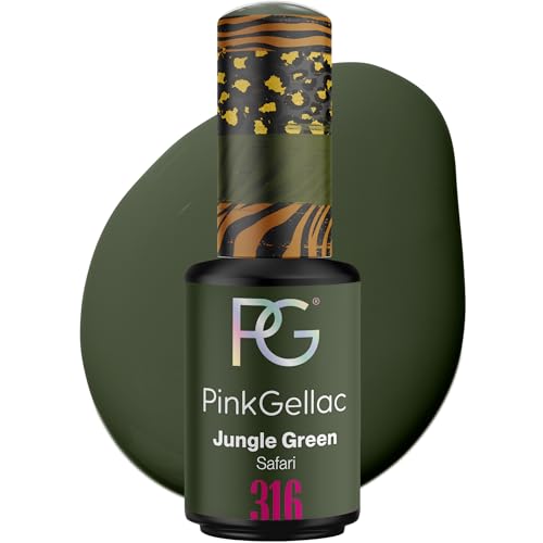 Pink Gellac Gel Nagellack UV - 316 Jungle Green 8 ml - Gelnagellack für UV Lampe - Grün - Einfache Anwendung Nail Polish für 14 Tage Salonqualität - Veganer Gellack Made in Holland von Pink Gellac