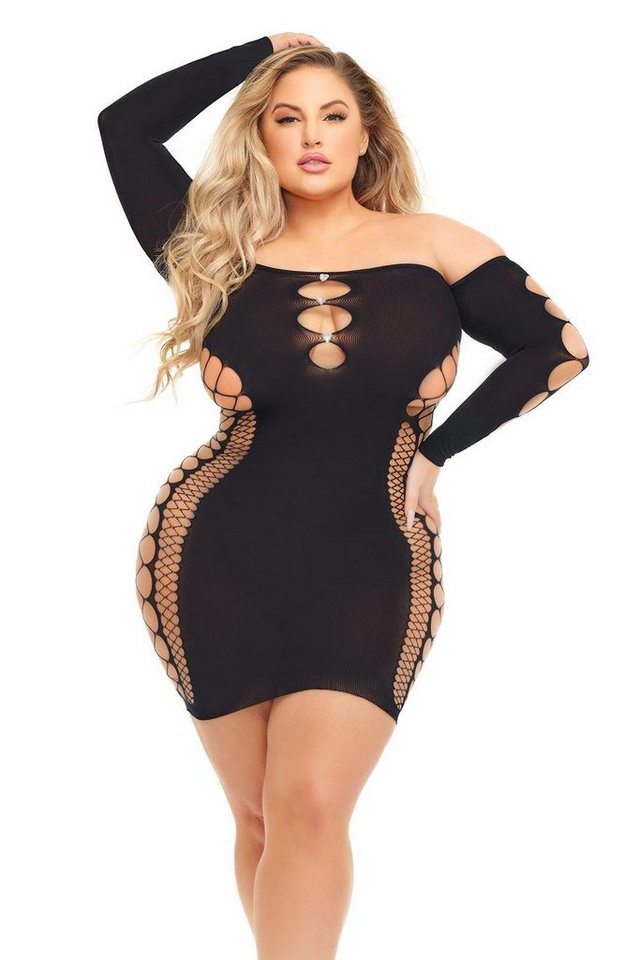 Pink Lipstick Lingerie Minikleid Langarm Netz-Kleid Queen Size - schwarz von Pink Lipstick Lingerie