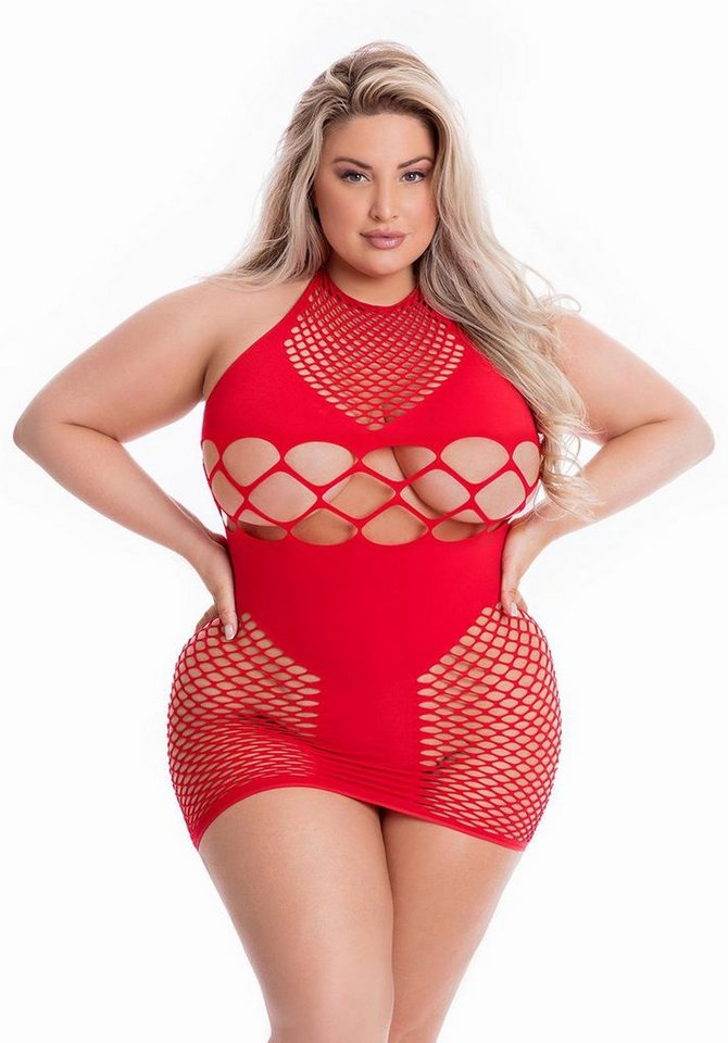 Pink Lipstick Lingerie Minikleid Netz-Kleid Plus Size Übergröße - rot von Pink Lipstick Lingerie