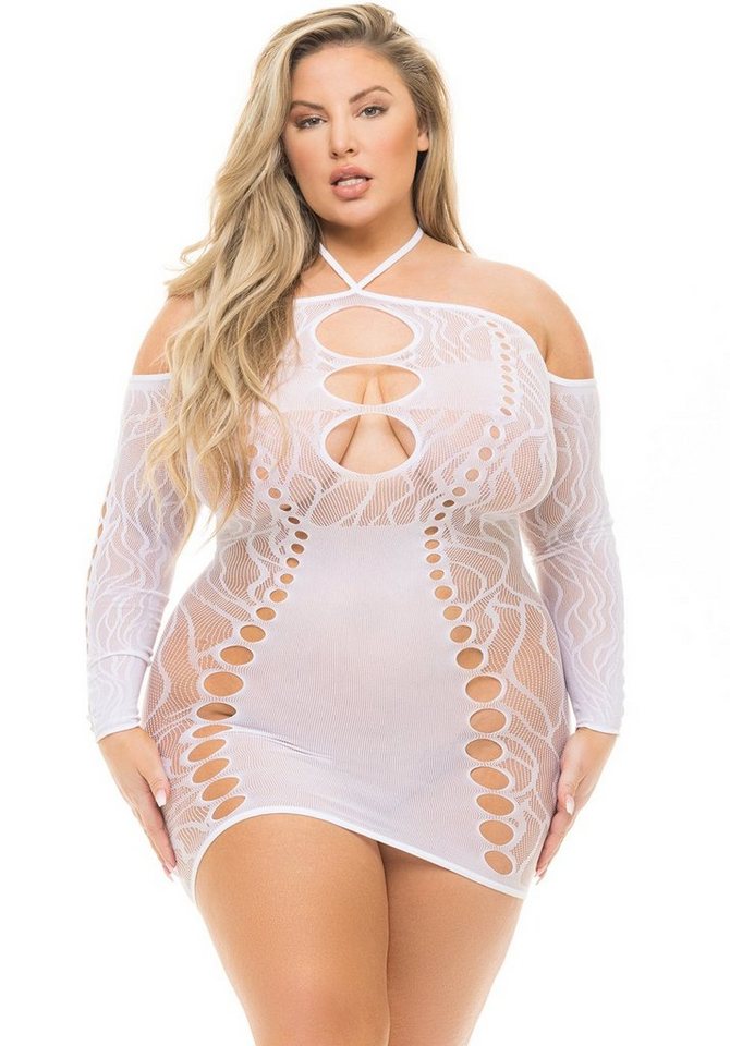 Pink Lipstick Lingerie Minikleid Plus Size Netz-Kleid transparent Übergröße - weiß von Pink Lipstick Lingerie