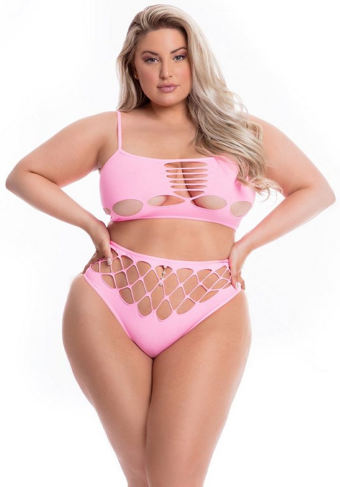 Pink Lipstick Lingerie Set: Bügelloser BH Plus Size Set: BH und Slip Übergröße Plus Size - rosa von Pink Lipstick Lingerie
