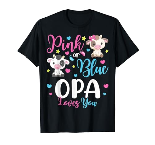 Opa Loves You Gifts Cow Baby Gender Reveal Reveal, Rosa oder Blau T-Shirt von Pink Or Blue Loves Gifts Cow Baby Gender Reveal