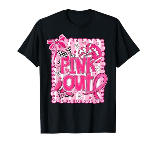 Pink Out Brustkrebs Fußball Kokette Schleife Mama Mädchen Frauen T-Shirt Pink Out Brustkrebs Fußball Kokette Schleife Mama Mädchen Frauen T-Shirt von Pink Out Breast Cancer Football Bow Tee