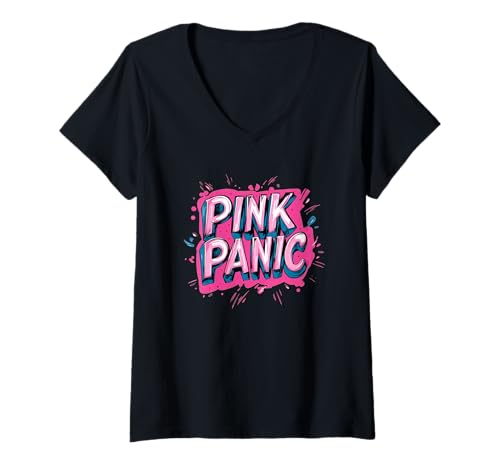 Damen Pink Panic Emblem Statement für Erwachsene und Kinder T-Shirt mit V-Ausschnitt Damen Pink Panic Emblem Statement für Erwachsene und Kinder T-Shirt mit V-Ausschnitt von Pink Panic Outfit