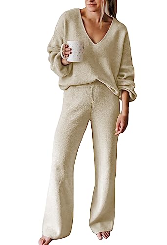 Pink Queen Damen Übergroßes Jogginganzug V-Ausschnitt Lange Ärmel Trainingsanzug Homewear Zweiteiler Set Outfit Aprikose XL Pink Queen Damen Übergroßes Jogginganzug V-Ausschnitt Lange Ärmel Trainingsanzug Homewear Zweiteiler Set Outfit Aprikose XL von Pink Queen