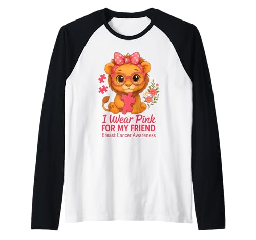 I Wear Pink for My Friend Baby Löwe Brustkrebs-Bewusstsein Raglan I Wear Pink for My Friend Baby Löwe Brustkrebs-Bewusstsein Raglan von Pink Ribbon Baby Lion Apparel Co