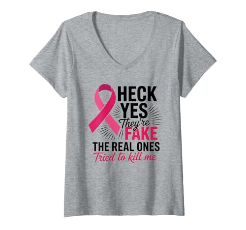 Damen Brustkrebsbekämpfer Pink Ribbon Mastektomie Survivor T-Shirt mit V-Ausschnitt Damen Brustkrebsbekämpfer Pink Ribbon Mastektomie Survivor T-Shirt mit V-Ausschnitt von Pink Ribbon Breast Cancer Mastectomy Warrior