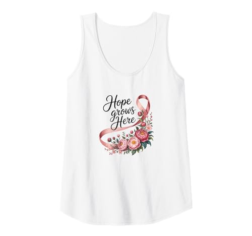 Damen Hope Grows Here Shirt Brustkrebs-Bewusstsein Floral Tank Top Damen Hope Grows Here Shirt Brustkrebs-Bewusstsein Floral Tank Top von Pink Ribbon Breast Cancer Support Shirts Women's