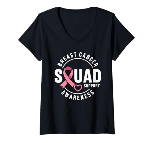 Damen Oktober Brustkrebsbekämpfer Survivor Warrior Awareness T-Shirt mit V-Ausschnitt von Pink Ribbon Breast Cancer Warrior Survivor Fighter