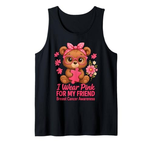Baby Bear I Wear Pink for My Friend Brustkrebs-Bewusstsein Tank Top von Pink Ribbon Cute baby bear Apparel Co.