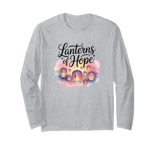 Lanterns of Hope Brustkrebsbewusstsein Herren Damen Langarmshirt Lanterns of Hope Brustkrebsbewusstsein Herren Damen Langarmshirt von Pink Ribbon Floating Lanterns Support Shirts