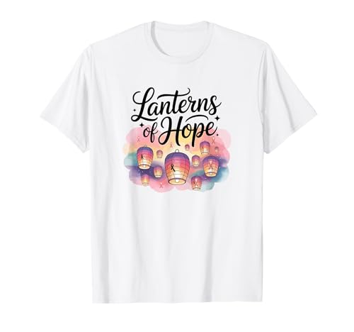 Lanterns of Hope Brustkrebsbewusstsein Herren Damen T-Shirt Lanterns of Hope Brustkrebsbewusstsein Herren Damen T-Shirt von Pink Ribbon Floating Lanterns Support Shirts