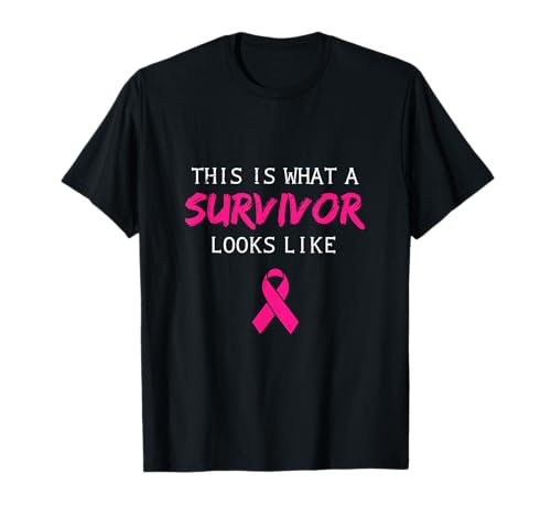 Krebs Survivor Frauen Geschenkidee Brustkrebs-Bewusstsein T-Shirt von Pink Ribbon Gift Breast Cancer Awareness