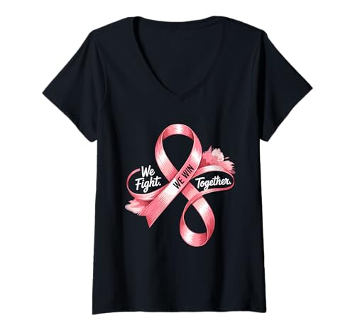 Damen Brustkrebsbewusstsein Unterstützung Pinke Schleifen T-Shirt mit V-Ausschnitt Damen Brustkrebsbewusstsein Unterstützung Pinke Schleifen T-Shirt mit V-Ausschnitt von Pink Ribbons Cancer Awareness Support