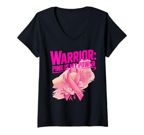 Damen Brustkrebs Kriegerin Pink ist Meine Stärke T-Shirt mit V-Ausschnitt Damen Brustkrebs Kriegerin Pink ist Meine Stärke T-Shirt mit V-Ausschnitt von Pink Ribbons Strength And Support Awareness