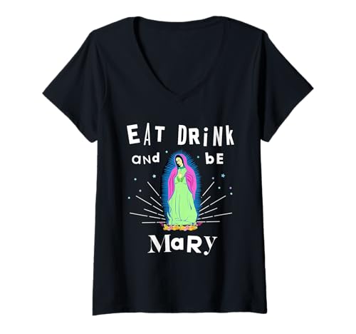 Damen Preppy Art: Weihnachten, Jungfrau Maria, Essen, Trinken und Maria Sein T-Shirt mit V-Ausschnitt Damen Preppy Art: Weihnachten, Jungfrau Maria, Essen, Trinken und Maria Sein T-Shirt mit V-Ausschnitt von Pink Sky Preppy Art