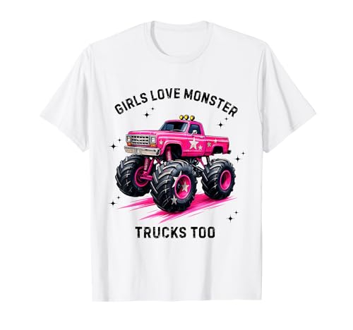 Mädchen lieben Monster Trucks Too 2/2 Light T-Shirt Mädchen lieben Monster Trucks Too 2/2 Light T-Shirt von Pink Star Truck Graphic Tee for Girls