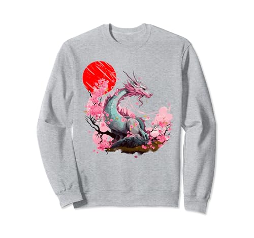 Rosa japanischer Drache ästhetische Kunst Japan Mond Mädchen Frauen Sweatshirt von Pink Symbol Dragon Kanji Japan Moon Art