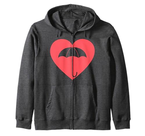 Regenschirm mit Herzmotiv, Rosa Koralle Kapuzenjacke von Pink Umbrella Heart