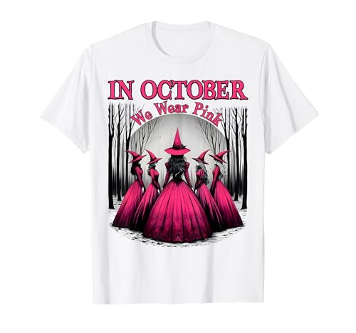 Im Oktober tragen wir rosa Hexe Halloween Brustkrebs Frauen T-Shirt Im Oktober tragen wir rosa Hexe Halloween Brustkrebs Frauen T-Shirt von Pink Witch Halloween Breast Cancer Women Tees