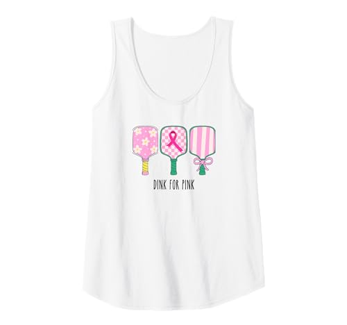 Damen Rosafarbenes Pickleball-T-Shirt Preppy Breast Cancer Dink for Pink Tank Top von Pink for Pickleball Shirts by Southerngal