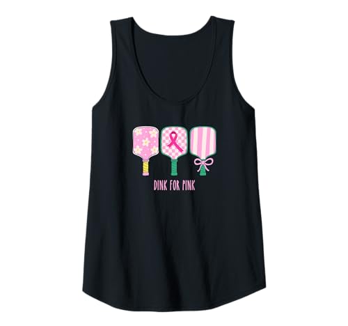 Damen Rosafarbenes Pickleball-T-Shirt Preppy Breast Cancer Dink in Rosa Tank Top von Pink for Pickleball Shirts by Southerngal