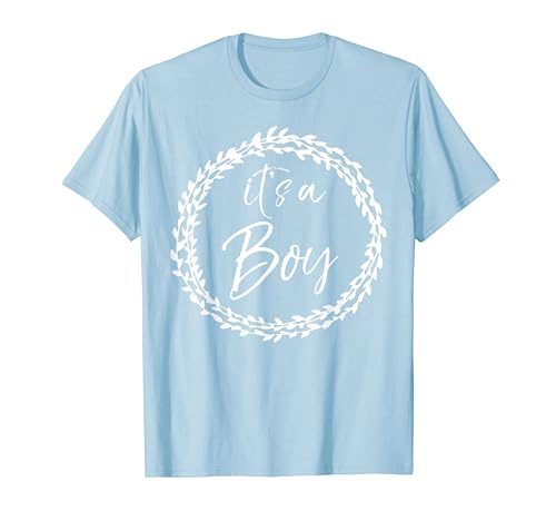 Gender Reveal Announcement Item Flower Design It's a Boy T-Shirt von Pink or Blue Gender Reveal Party Design Studio