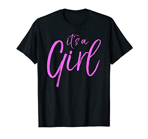 Pink Gender Reveal Shirt Girl Announcement Item It's a Girl T-Shirt von Pink or Blue Gender Reveal Party Design Studio