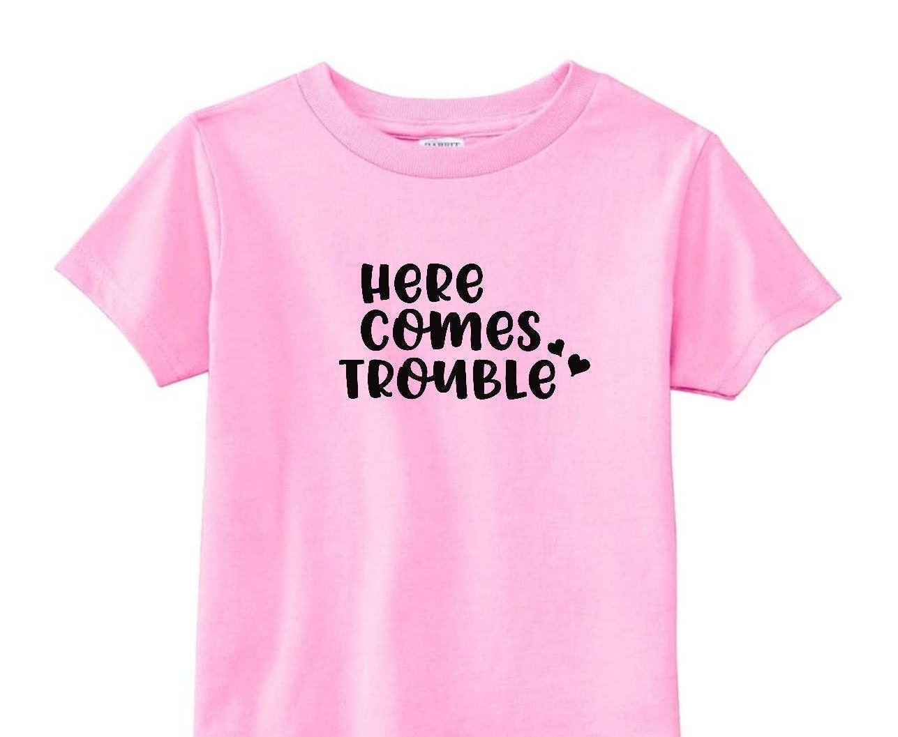 Here Comes Trouble Kids Bügelbild Aufkleber Sticker von PinkBlushDecals