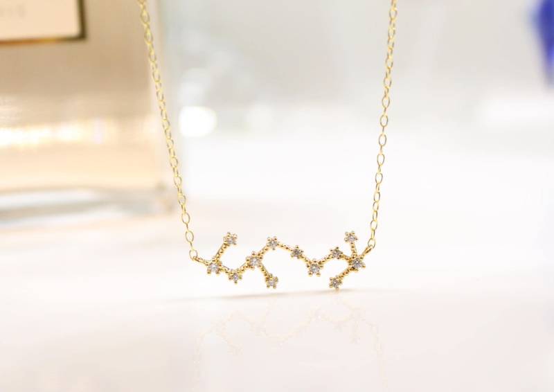 Alle Sternzeichen Konstellation Halskette Mit Zirkonia, Alle Zeichen Verfügbar, Geburtszeichen Charm in Gold, Astrologie, Horoskop von PinkChemistry