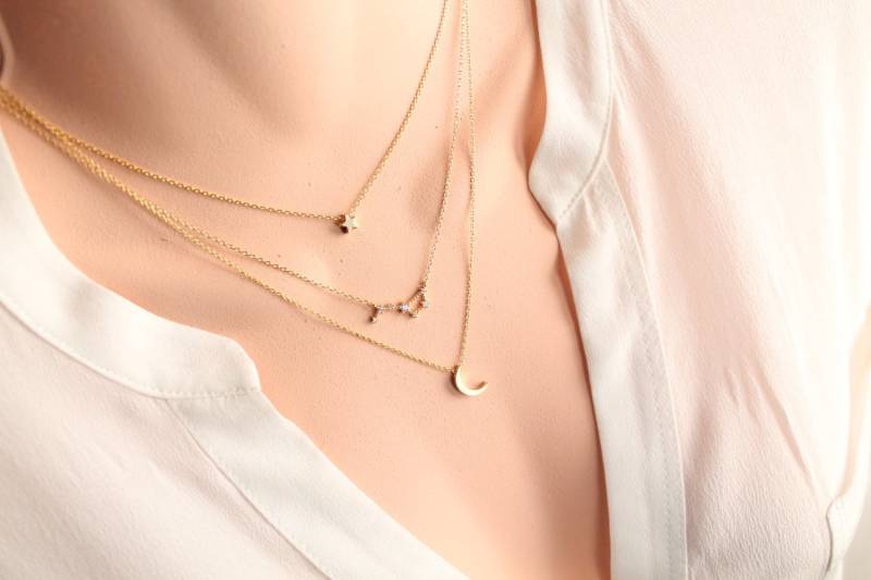 Big Dipper Halskette, Stern, Halbmond Zirkonia Dipper, Sternzeichen, Sternbild Ursa Major, Asterismus von PinkChemistry