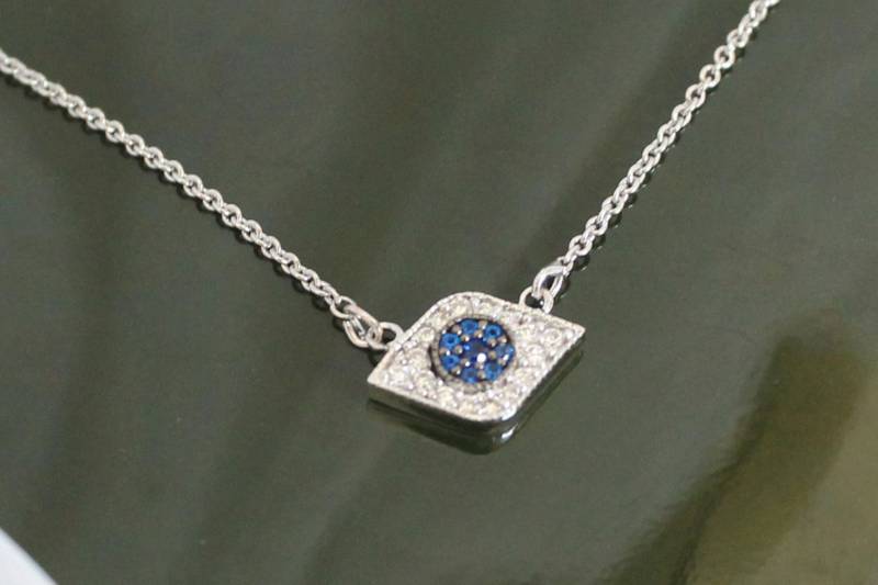 Böses Auge Und/Oder Hamsa Hand Schichtung Halskette, Halsband Blaues Auge, .925sterling Silber Kette, Schutzsymbol, Viel Glück Charme von PinkChemistry