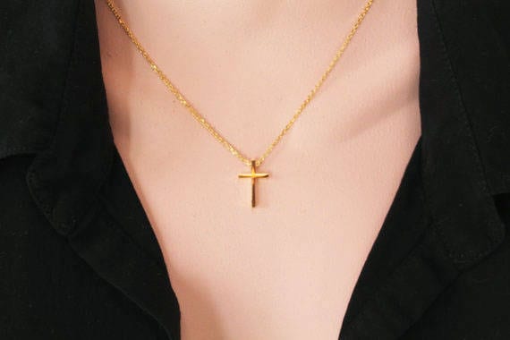 Einfache Kreuz Anhänger Halskette, Gold Filled/sterling Silber Kette, Zierliche Hochzeit, Brautjungfer Geschenk von PinkChemistry