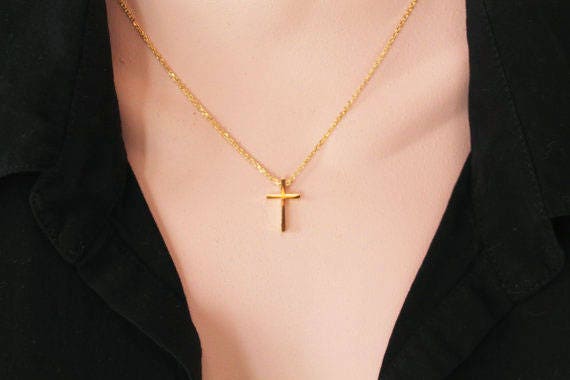 Einfache Kreuz Anhänger Halskette, Gold Filled/sterling Silber Kette, Zierliche Hochzeit, Brautjungfer Geschenk von PinkChemistry