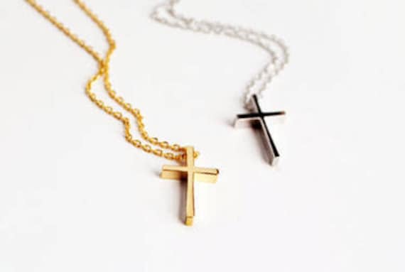 Einfache Kreuz Anhänger Halskette, Gold Filled/sterling Silber Kette, Zierliche Hochzeit, Brautjungfer Geschenk von PinkChemistry